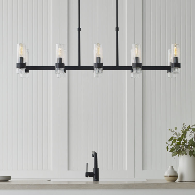 Geneva Polished Nickel 10-Light Linear Kitchen Island Chandelier