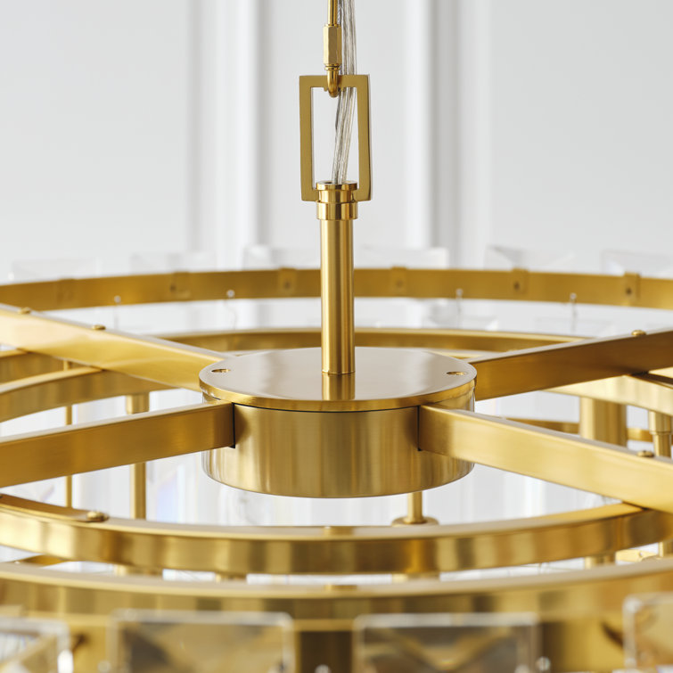 Elegant Burnished Brass and Crystal 16-Light Chandelier