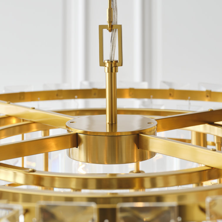 Elegant Burnished Brass and Crystal 16-Light Chandelier