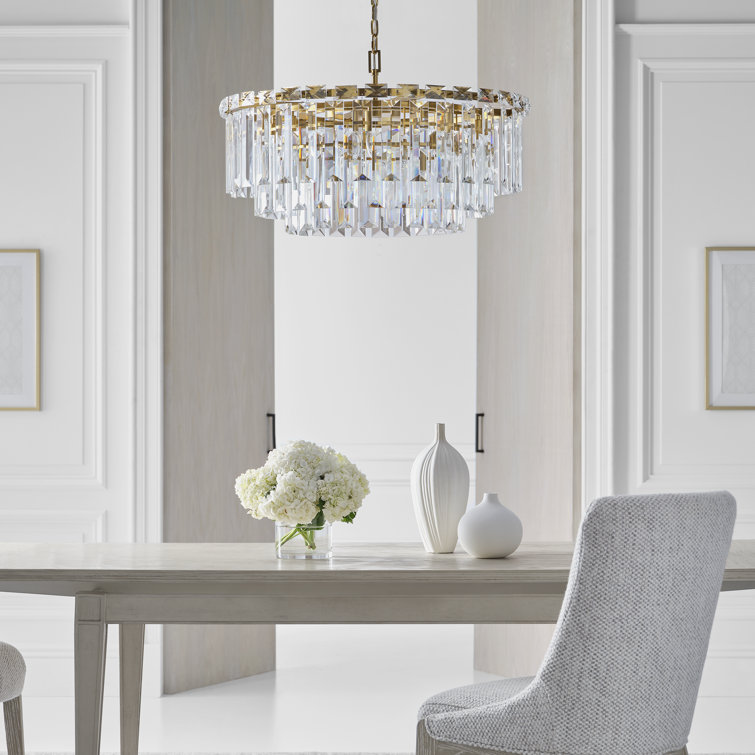 Elegant Burnished Brass and Crystal 16-Light Chandelier