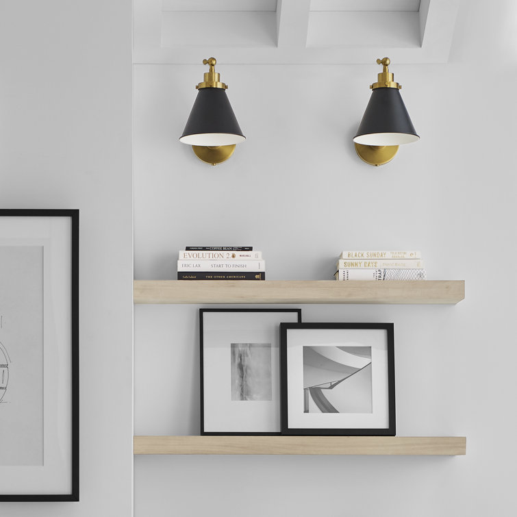 Midnight Elegance Dimmable Black and Brass Swing Arm Sconce