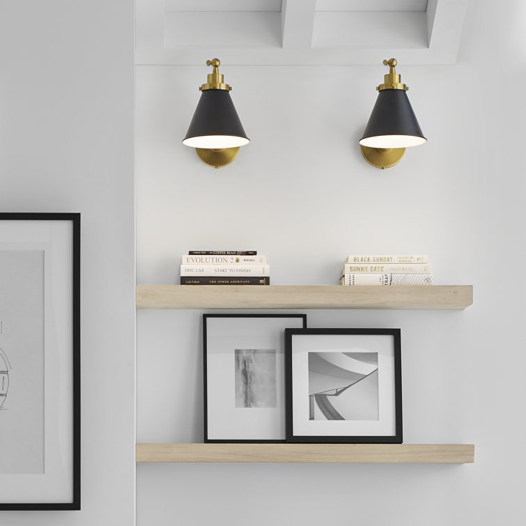 Midnight Elegance Dimmable Black and Brass Swing Arm Sconce