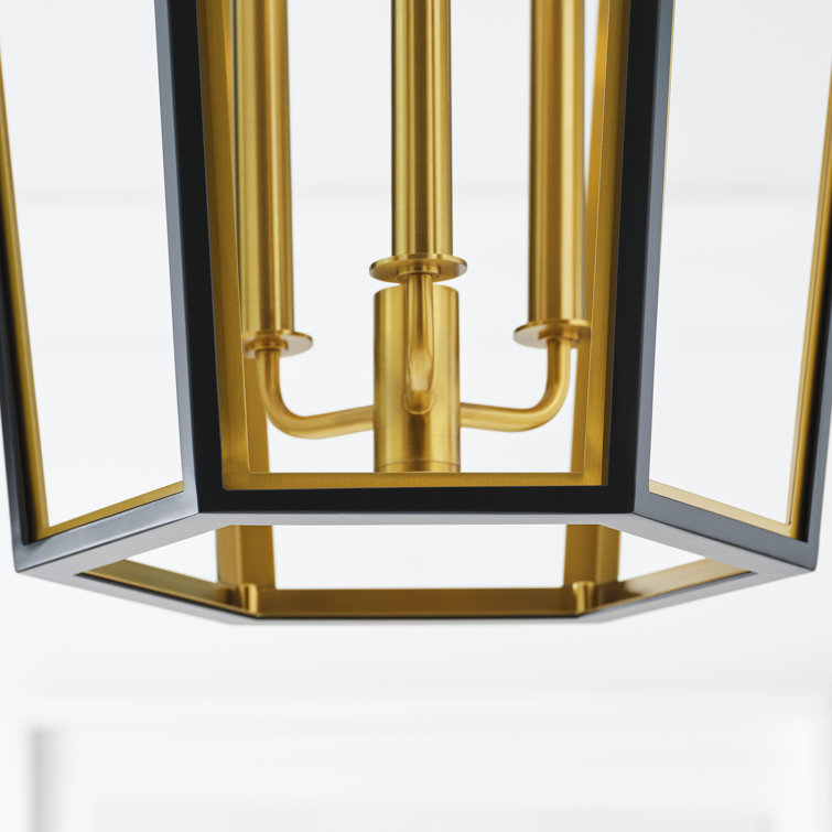 Midnight Black and Brass 3-Light Indoor/Outdoor Lantern