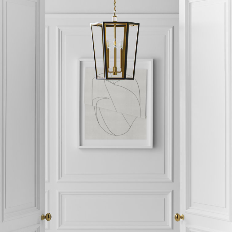 Midnight Black and Brass 3-Light Indoor/Outdoor Lantern
