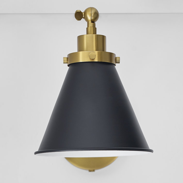 Midnight Elegance Dimmable Black and Brass Swing Arm Sconce