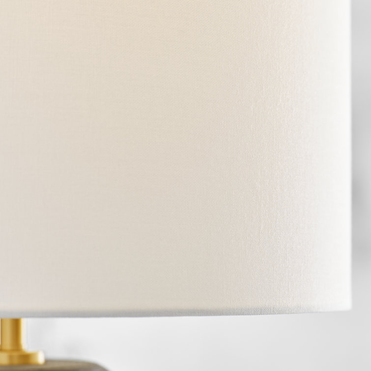 Rough Black Ceramic Table Lamp with White Linen Shade