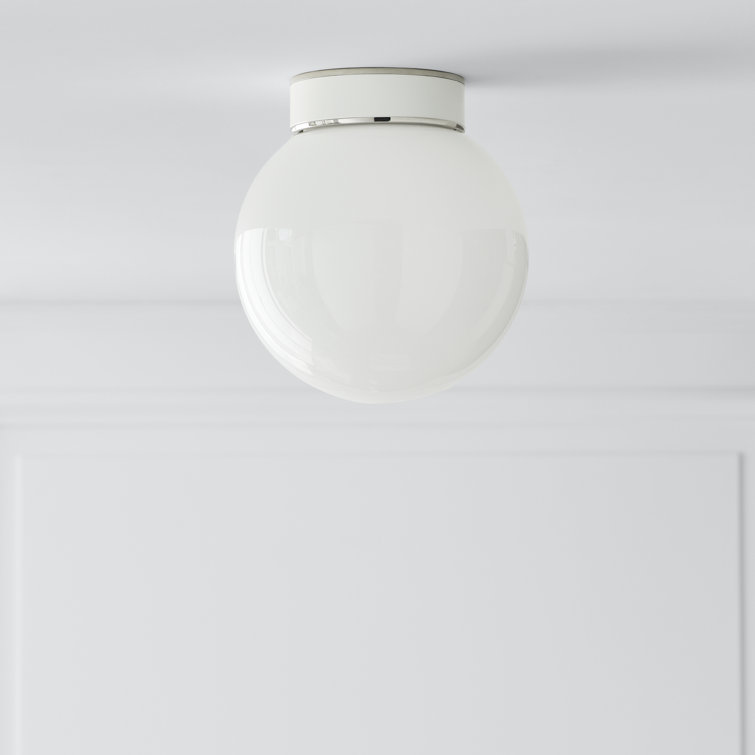 Elegant Polished Nickel and Glass Globe Flush Mount Light