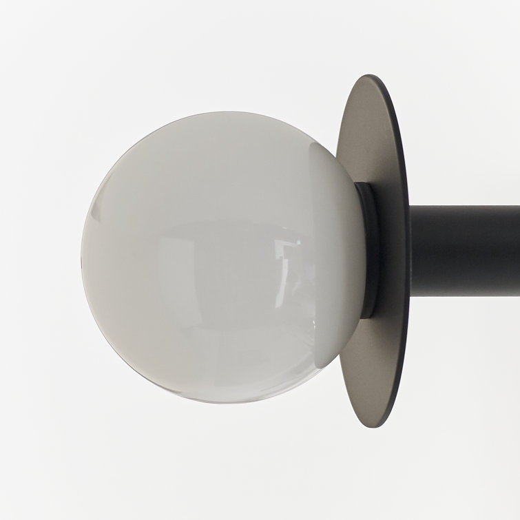Midnight Black Globe 4-Light LED Semi-Flush Mount with Milk White Glass