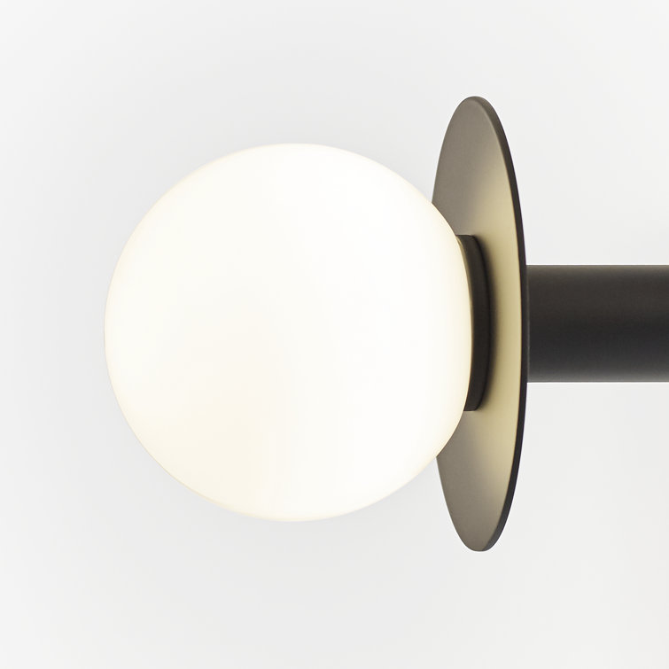 Midnight Black Globe 4-Light LED Semi-Flush Mount with Milk White Glass