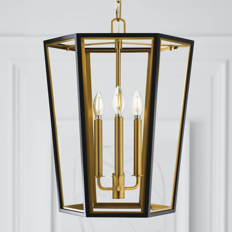 Midnight Black and Brass 3-Light Indoor/Outdoor Lantern