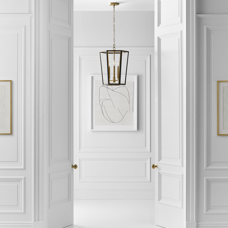 Midnight Black and Brass 3-Light Indoor/Outdoor Lantern