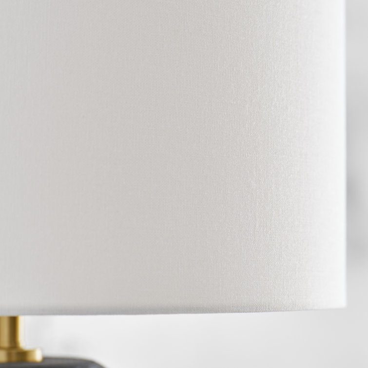 Rough Black Ceramic Table Lamp with White Linen Shade