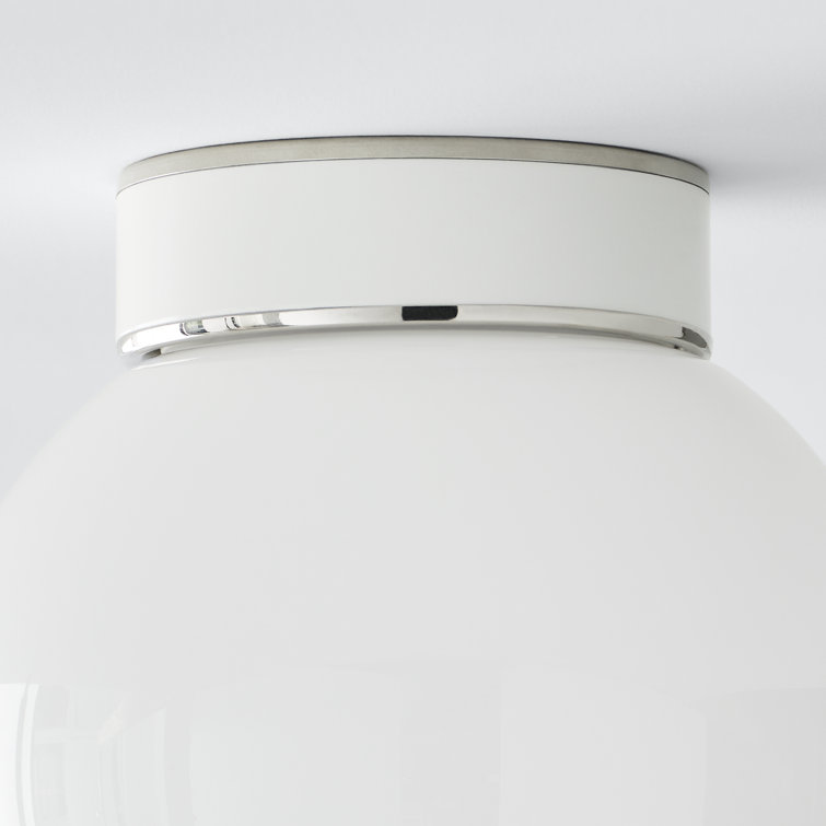 Elegant Polished Nickel and Glass Globe Flush Mount Light