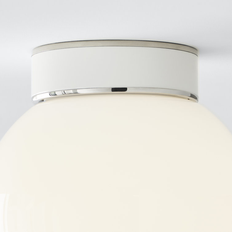 Elegant Polished Nickel and Glass Globe Flush Mount Light