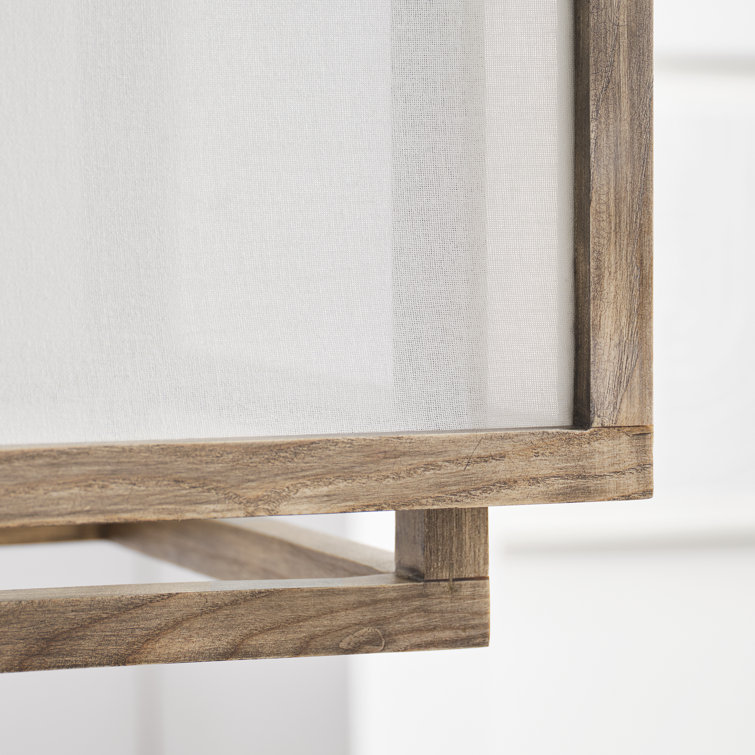 Weathered Oak Wood and White Linen 6-Light Linear Pendant