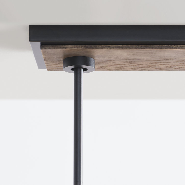 Weathered Oak Wood and White Linen 6-Light Linear Pendant