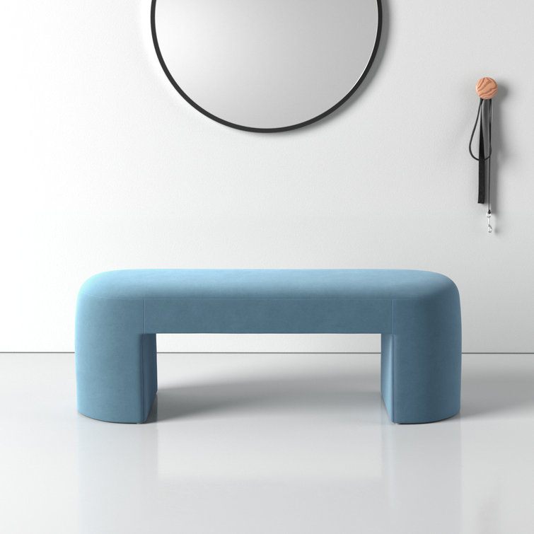 Hobson 51'' Light Blue Velvet Upholstered Bench