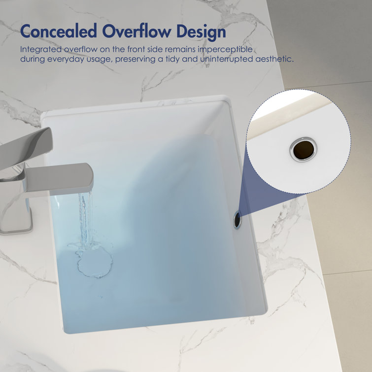 Denbigh 18" White Ceramic Rectangular Undermount Bathroom Sink