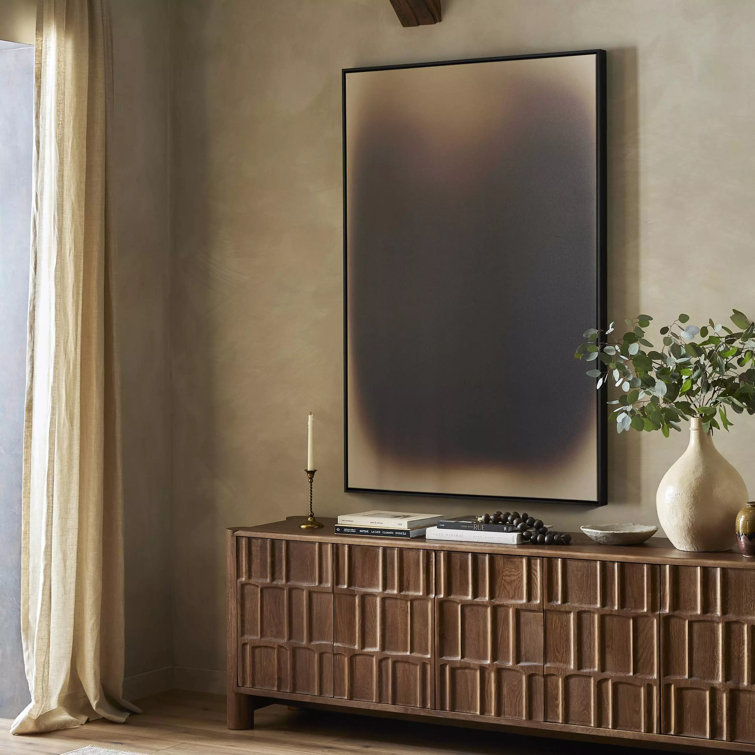 Black Ombre Hand-Painted Canvas with Solid Wood Frame