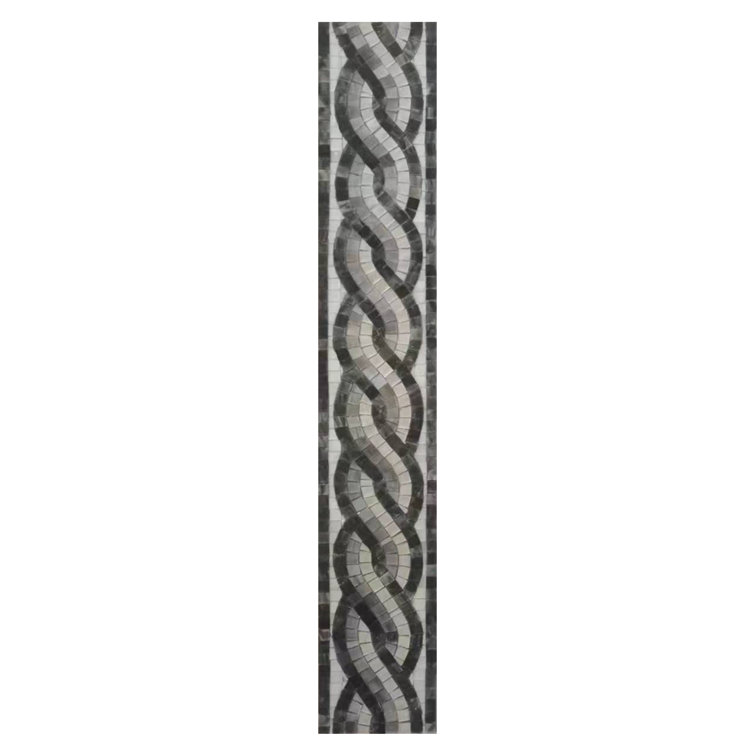 Natalie Premium 6-in x 36-in Black and Gray Glass Wall Tile