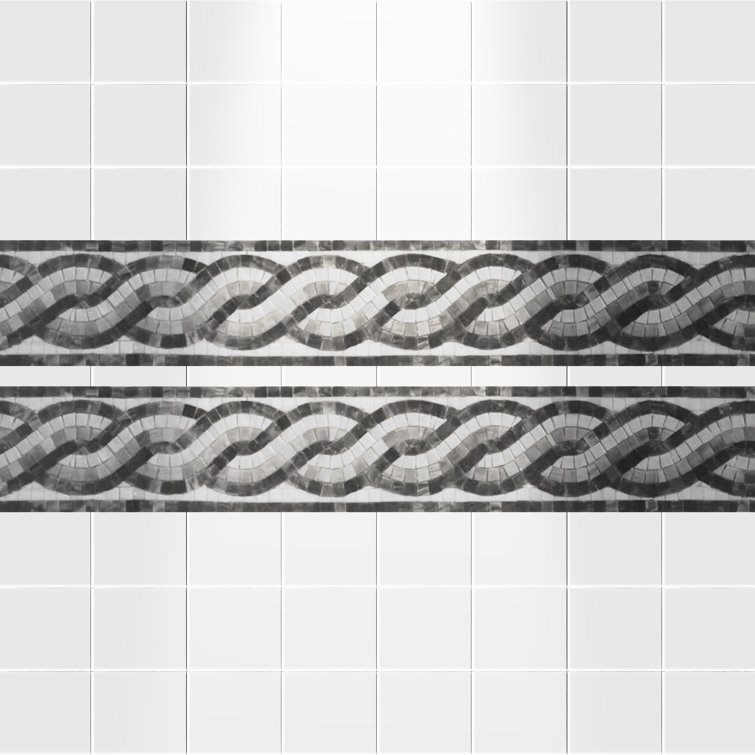 Natalie Premium 6-in x 36-in Black and Gray Glass Wall Tile