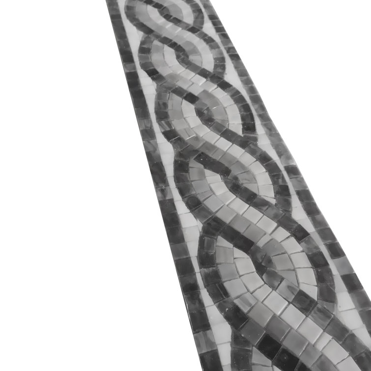 Natalie Premium 6-in x 36-in Black and Gray Glass Wall Tile