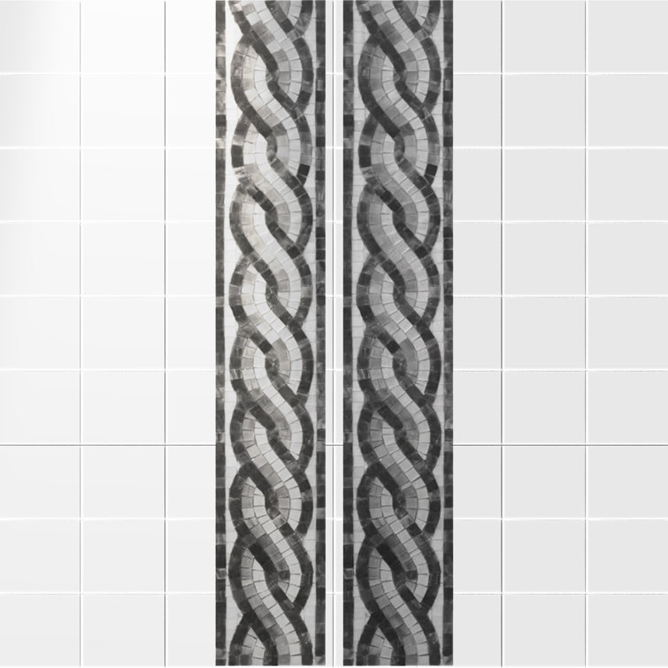Natalie Premium 6-in x 36-in Black and Gray Glass Wall Tile