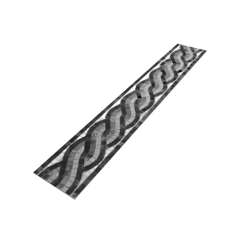 Natalie Premium 6-in x 36-in Black and Gray Glass Wall Tile