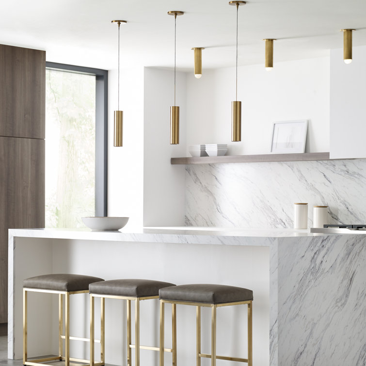 Natural Brass and Crystal LED Flush Mount Light