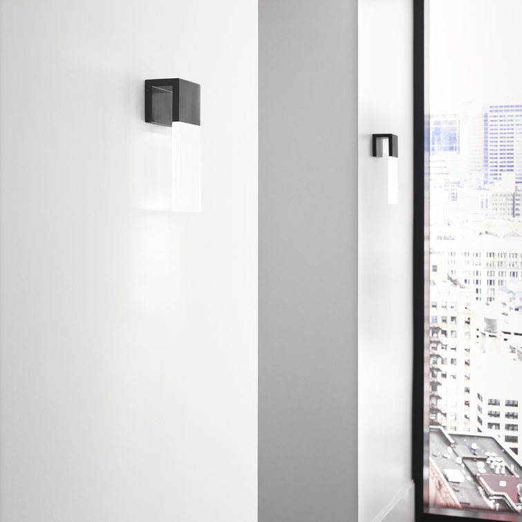 Black and Clear Glass LED Outdoor Wall Sconce