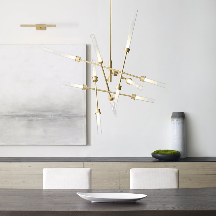 Polished Nickel 12-Light LED Abstract Chandelier