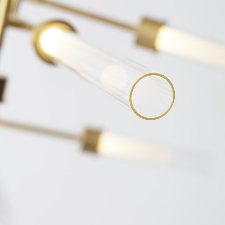 Natural Brass 12-Light LED Chandelier with Glass Shades