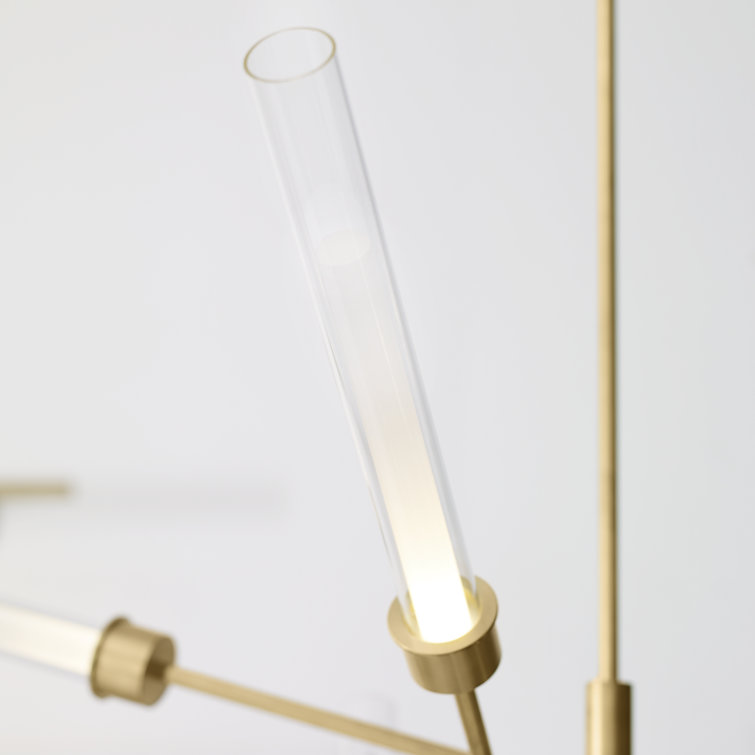 Natural Brass 12-Light LED Chandelier with Glass Shades
