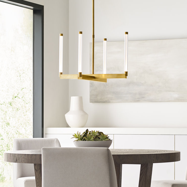 Phobos Natural Brass LED Chandelier 24" Intersecting Form