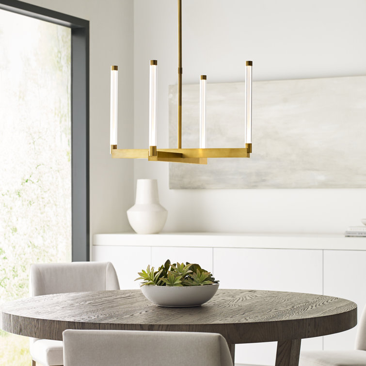 Phobos Natural Brass LED Chandelier 24" Intersecting Form