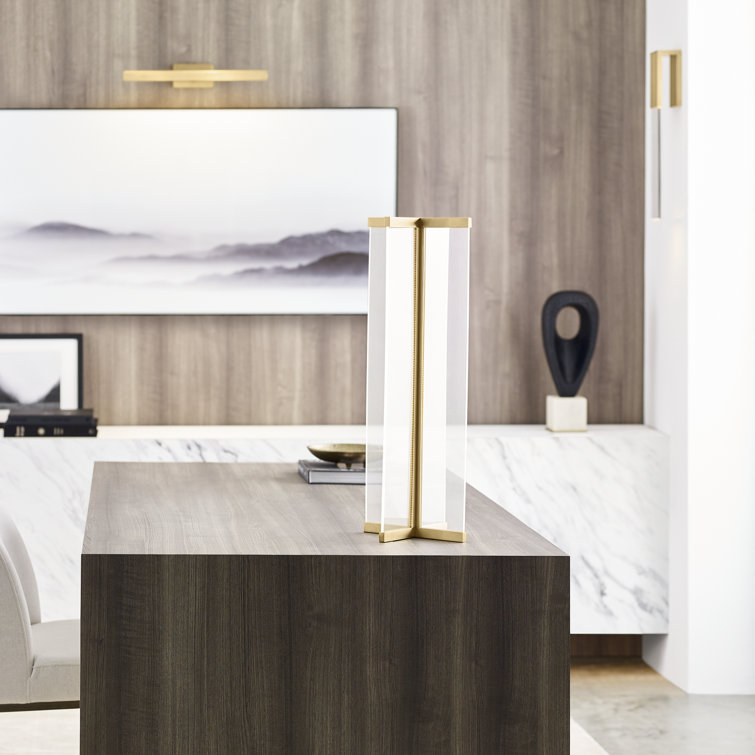 Rohe Natural Brass LED Table Lamp with White Acrylic Shade