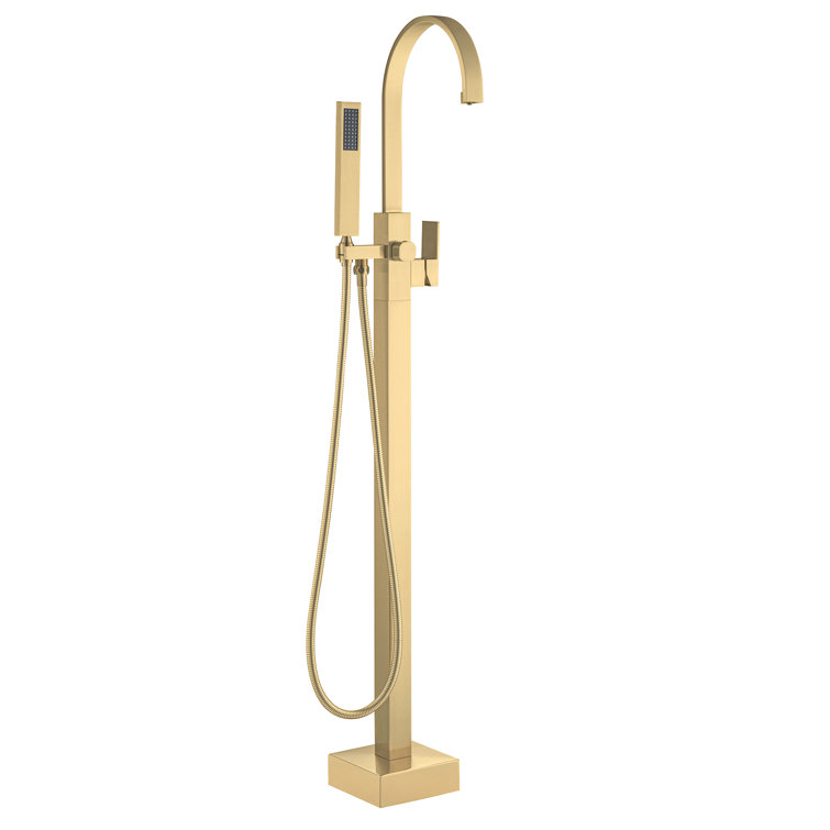 Brushed Gold Freestanding Tub Faucet with Hand Shower