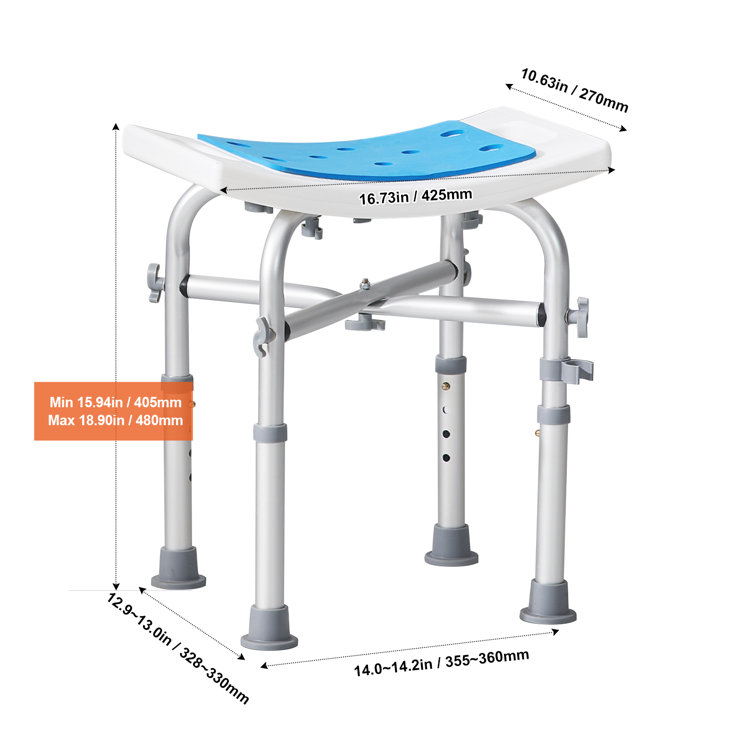 Adjustable Height Multicolor Plastic Shower Chair with Crossbar Support
