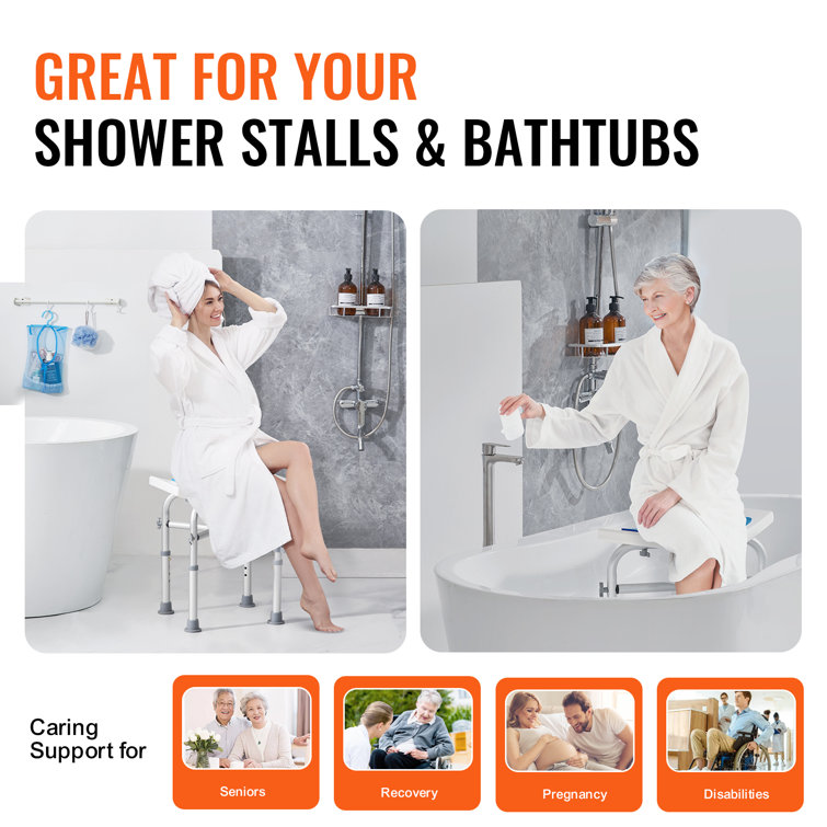 Adjustable Height Multicolor Plastic Shower Chair with Crossbar Support