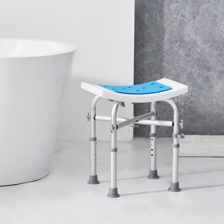 Adjustable Height Multicolor Plastic Shower Chair with Crossbar Support