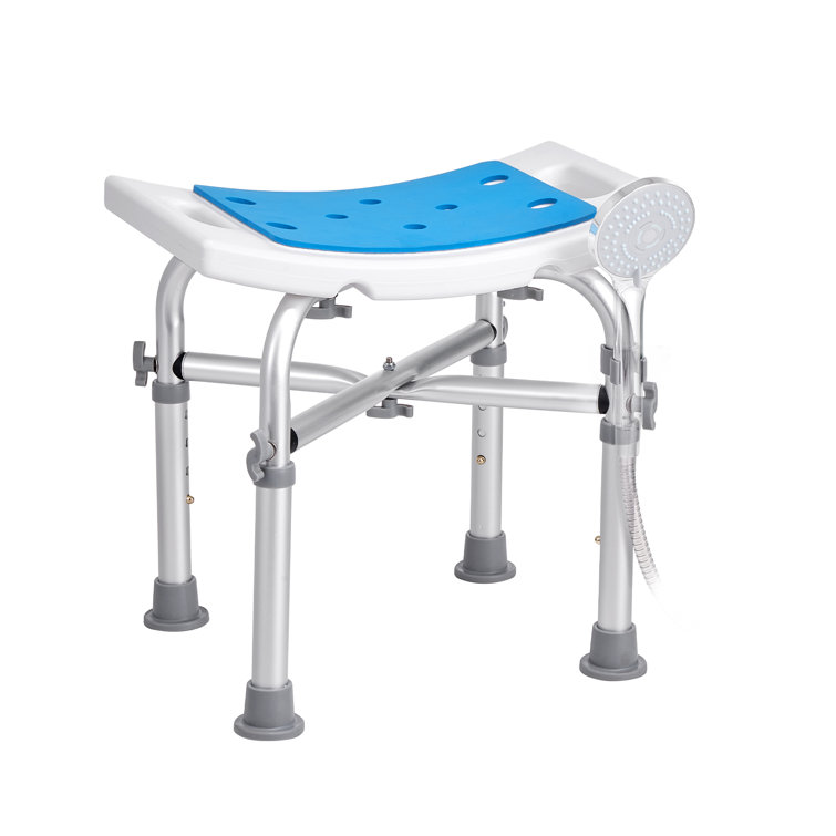 Adjustable Height Multicolor Plastic Shower Chair with Crossbar Support