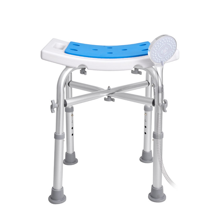 Adjustable Height Multicolor Plastic Shower Chair with Crossbar Support