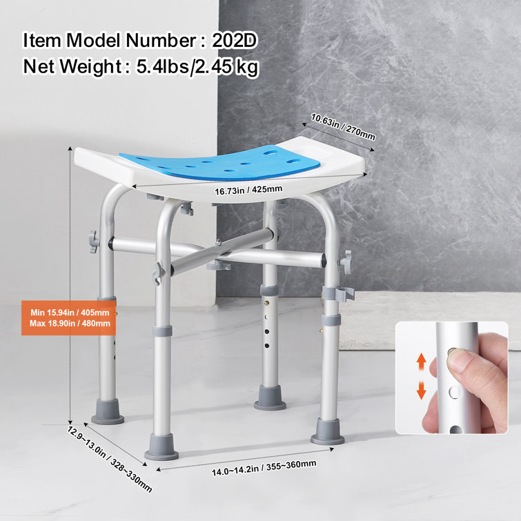 Adjustable Height Multicolor Plastic Shower Chair with Crossbar Support