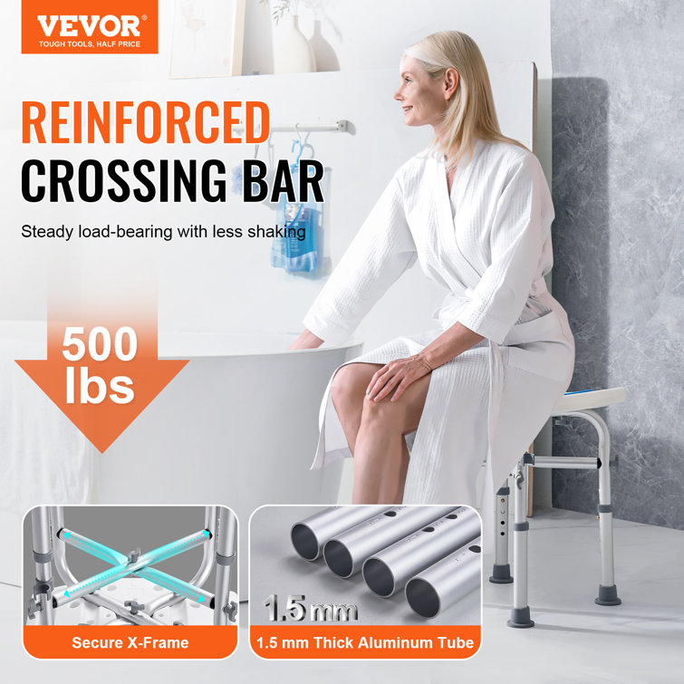 Adjustable Height Multicolor Plastic Shower Chair with Crossbar Support