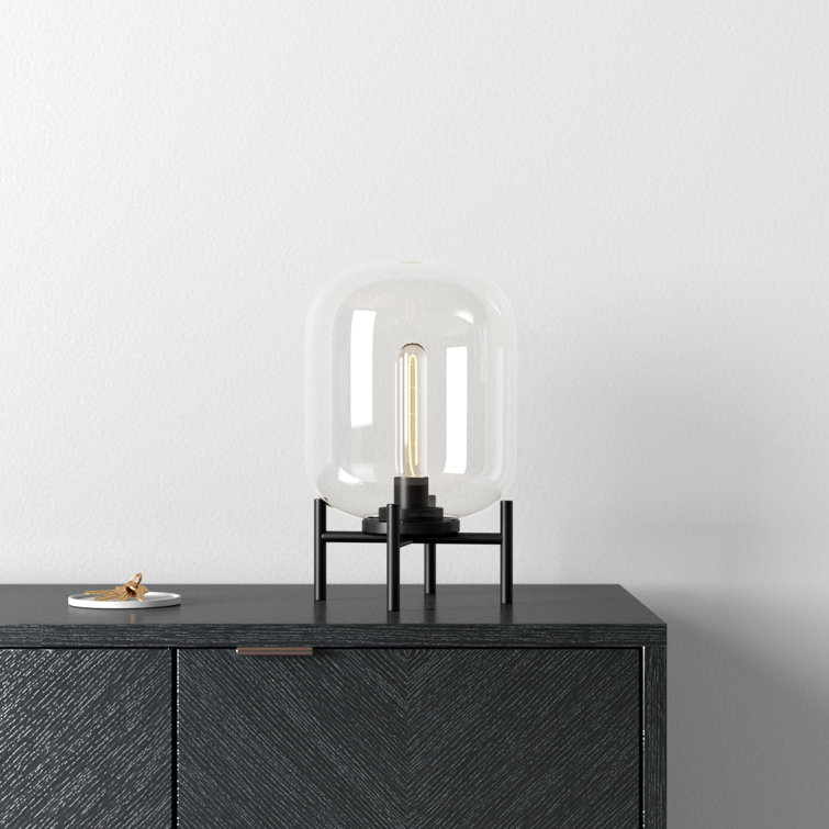 Edison Bronze 15" Industrial Glass Globe Table Lamp