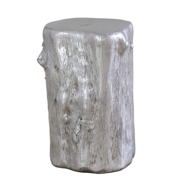 Small Silver Leaf Resin Log Stool