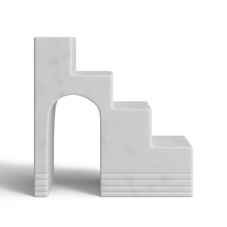 Elia White Marble Geometric Staircase Sculpture
