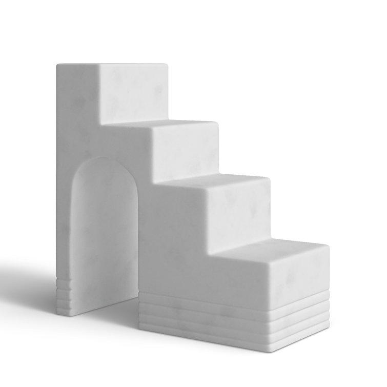 Elia White Marble Geometric Staircase Sculpture