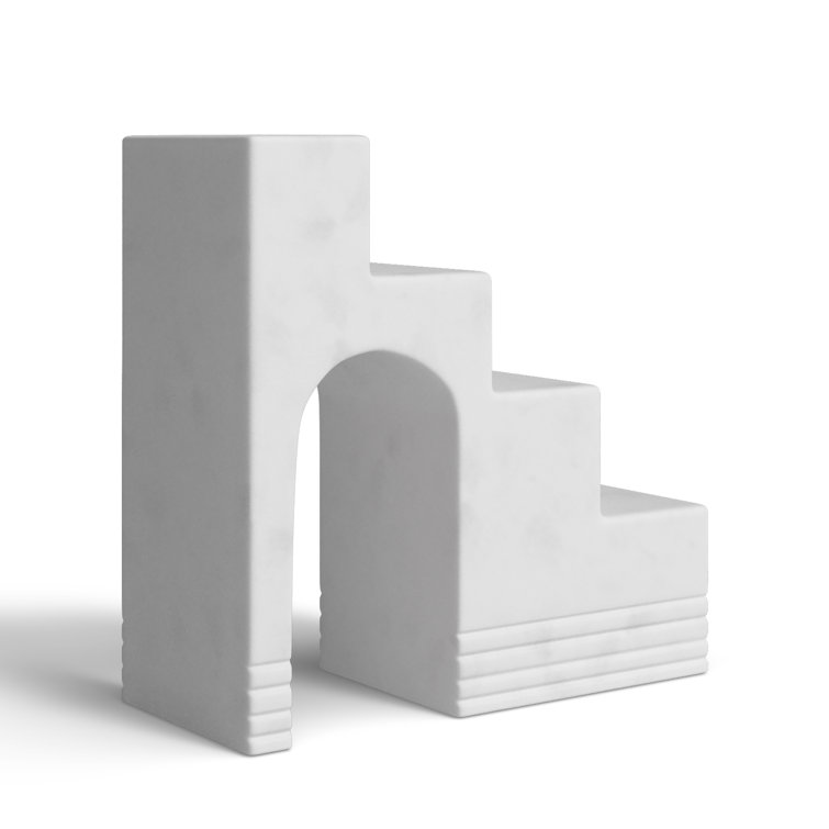 Elia White Marble Geometric Staircase Sculpture