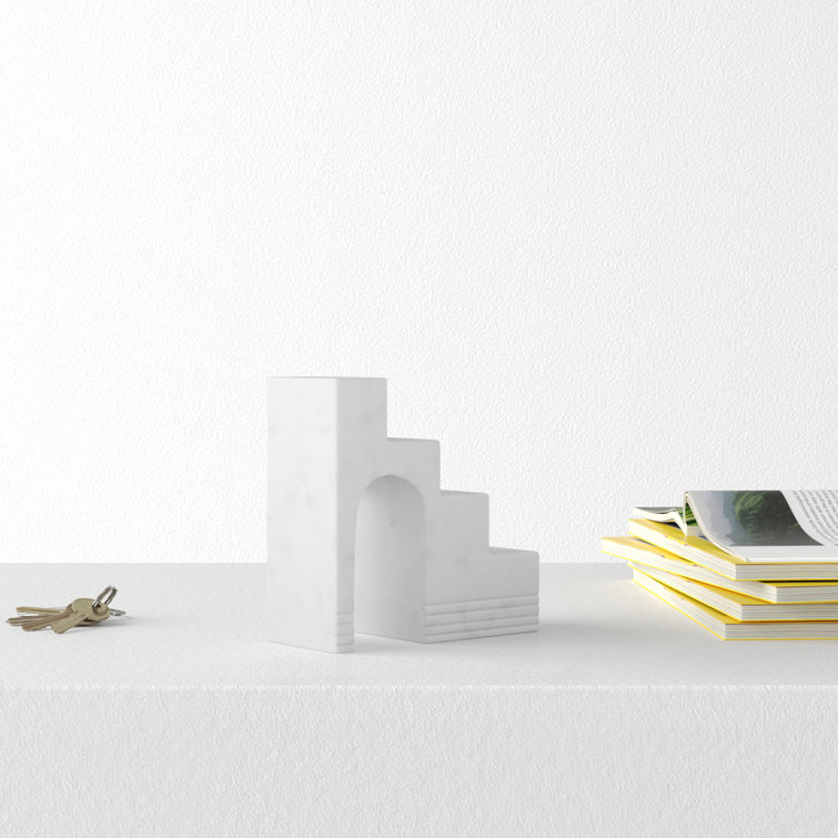 Elia White Marble Geometric Staircase Sculpture